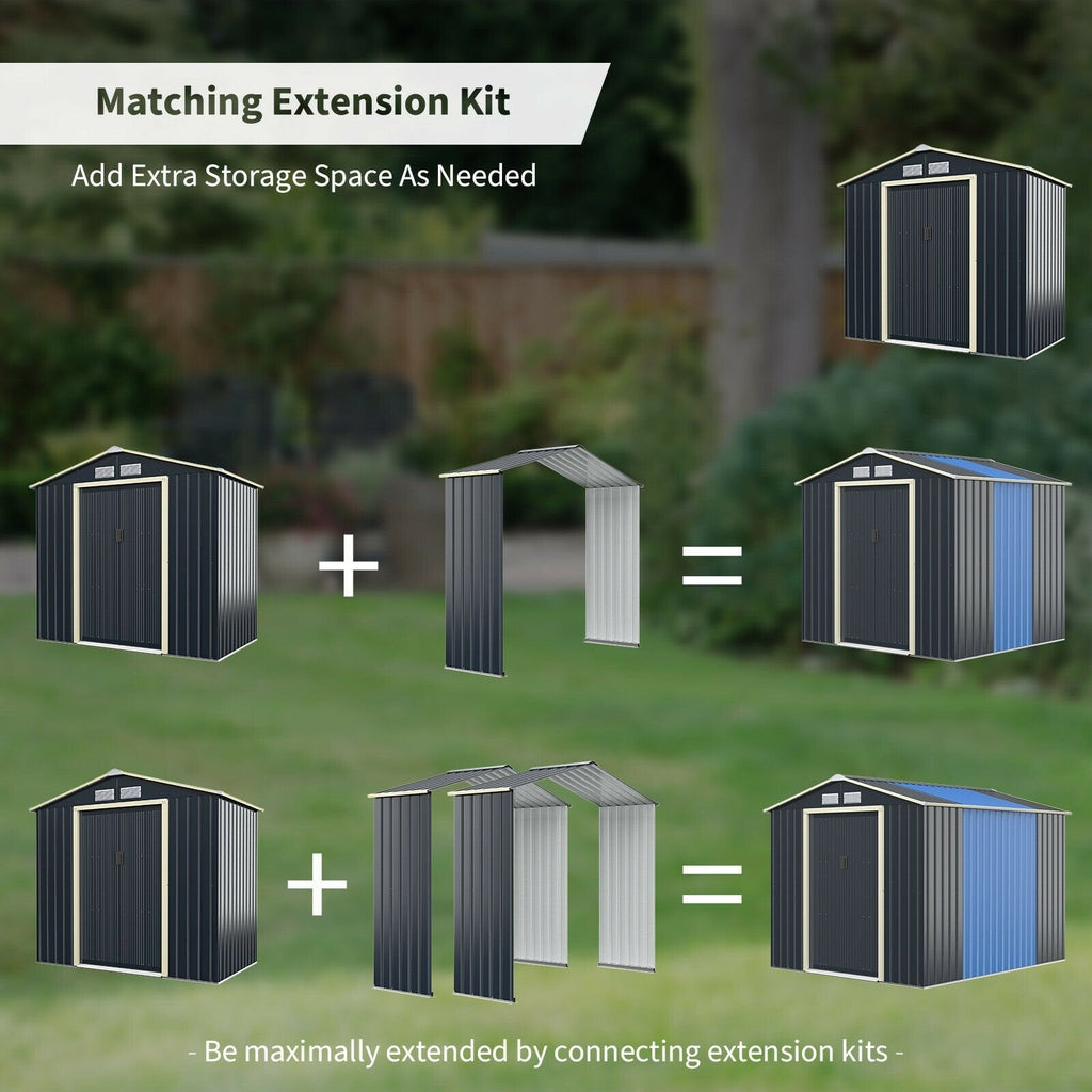 Outdoor Storage Shed Extension Kit for 9.1 Feet Shed-Gray
