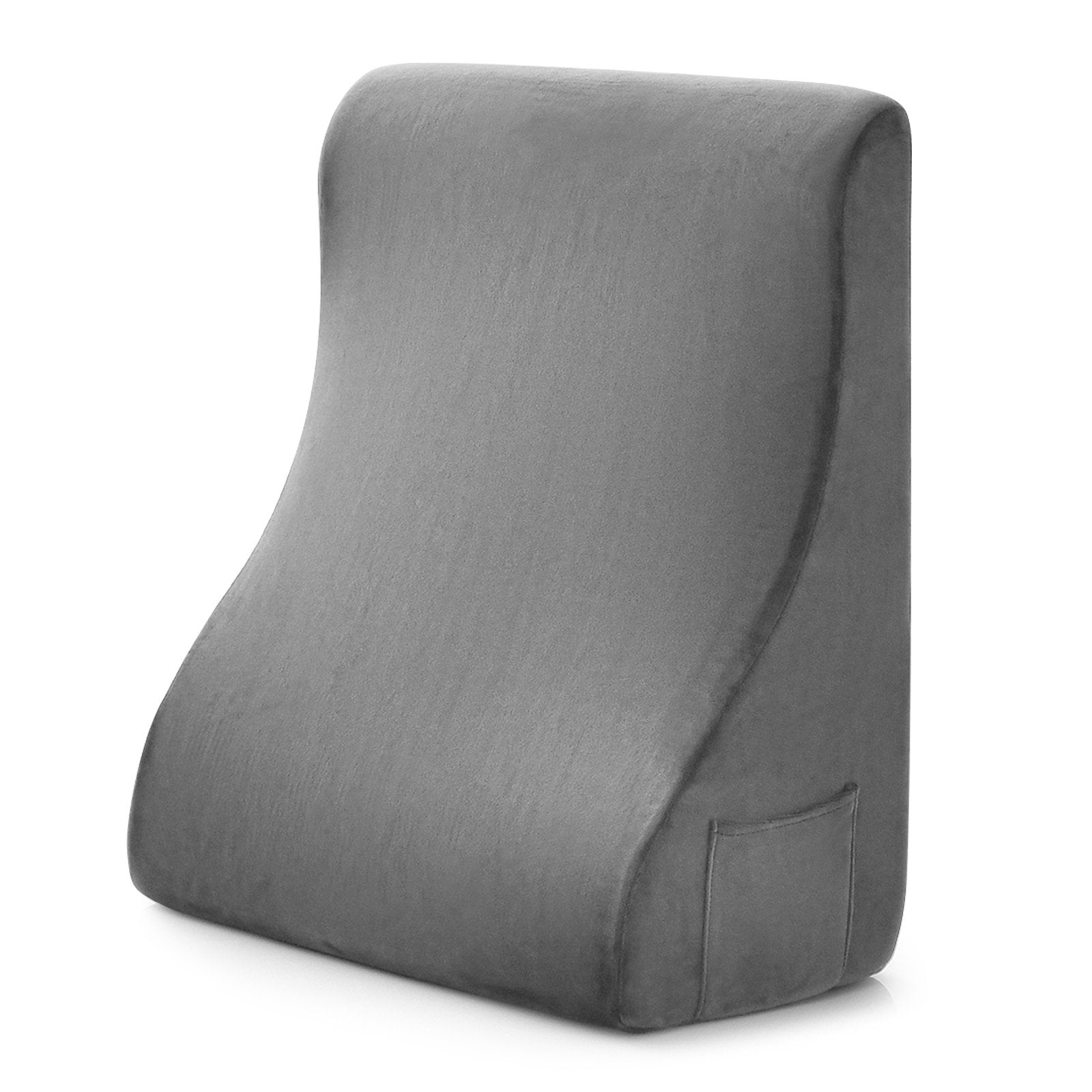 Bed Wedge Pillow with Tablet Pillow Stand and Side Pockets-Brown