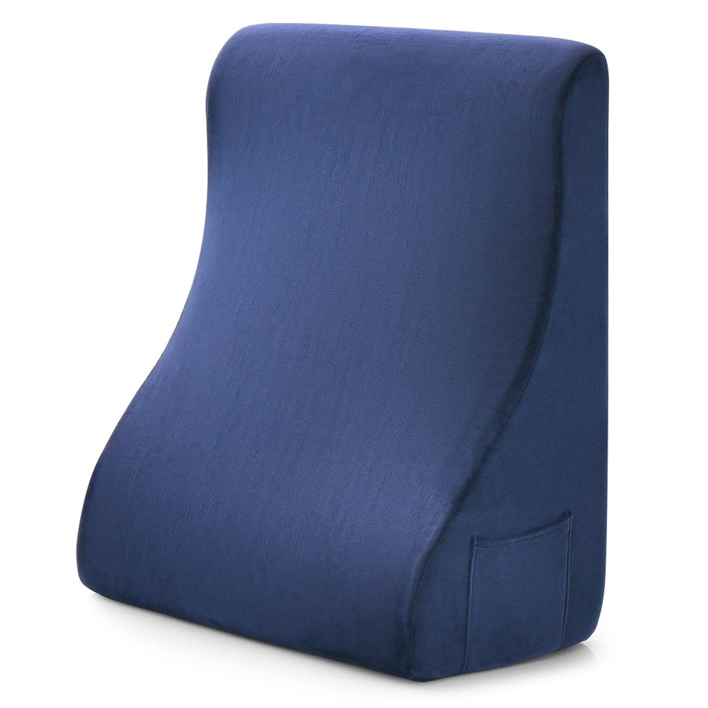 Bed Wedge Pillow with Tablet Pillow Stand and Side Pockets-Brown