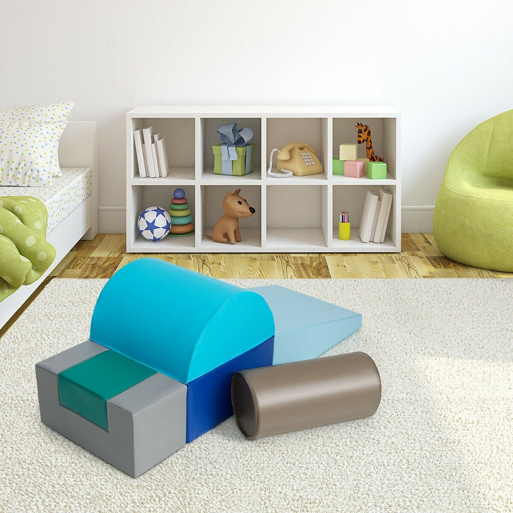 6 Piece Climb Crawl Play Set Indoor Kids  Toddler-Gray