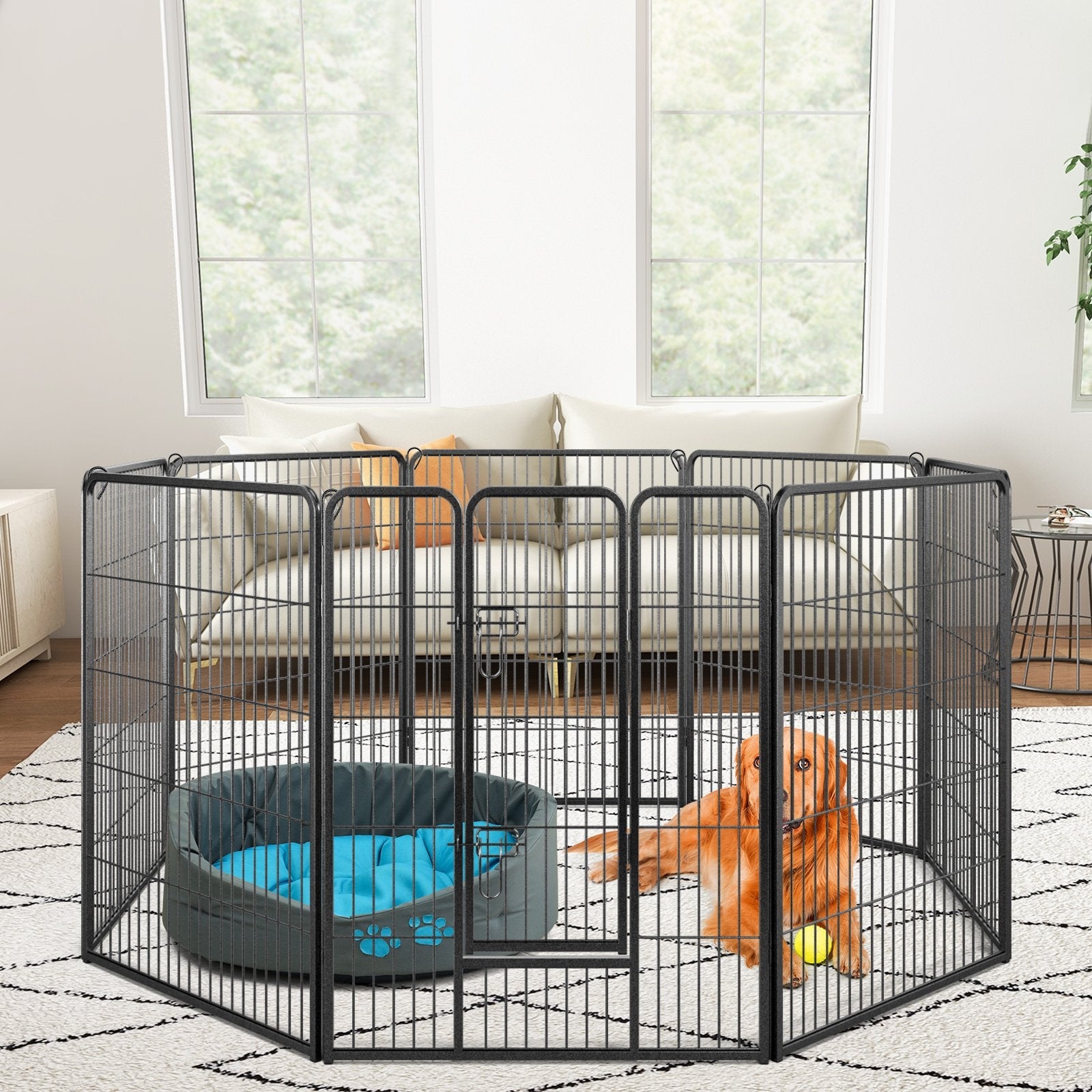 8 Panel 32 Inch Height Pet Fence Indoor Outdoor-32 inches