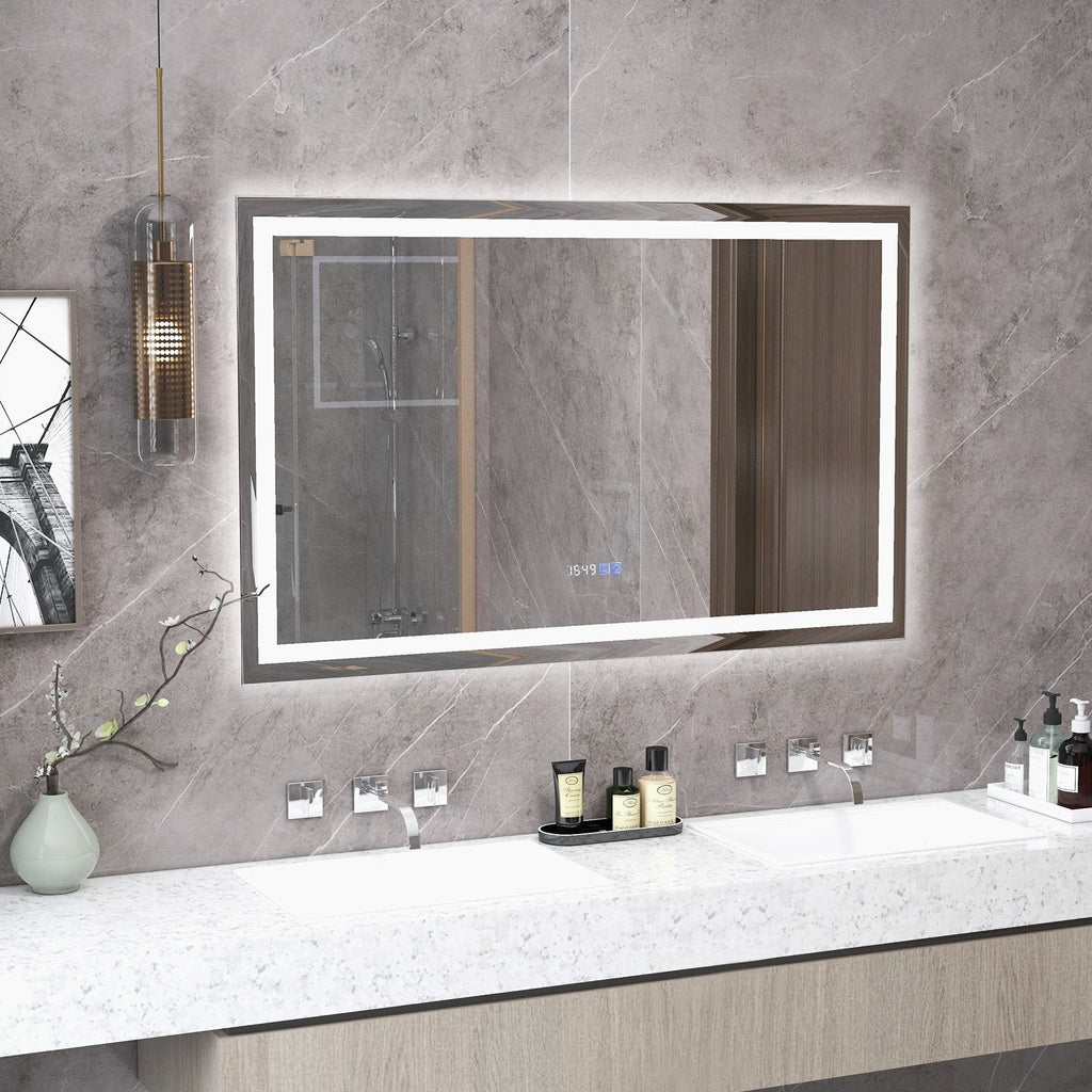 LED Bathroom Mirror Wall Mounted Rectangle Mirror with 3-Color Dimmable Lights-S