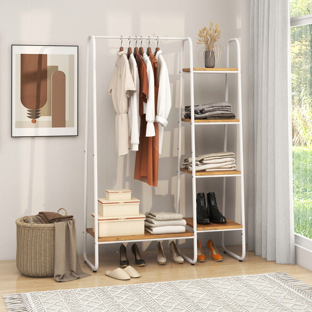 Clothes Rack Free Standing Storage Tower with Metal Frame