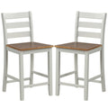 Set of 2 Counter Bar Stool with Inclined Backrest and Footrest-Gray