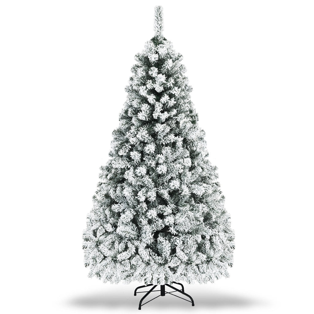 Pre-Lit Premium Snow Flocked Hinged Artificial Christmas Tree-9 ft