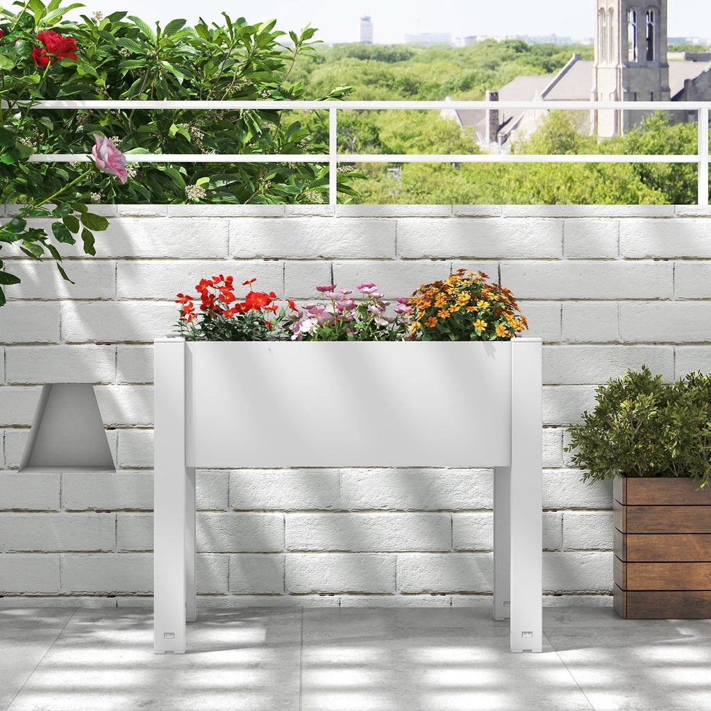 53L Raised Bed Grow Box Self-Watering Planter Box Stand with Water Level Monitor-Coffee