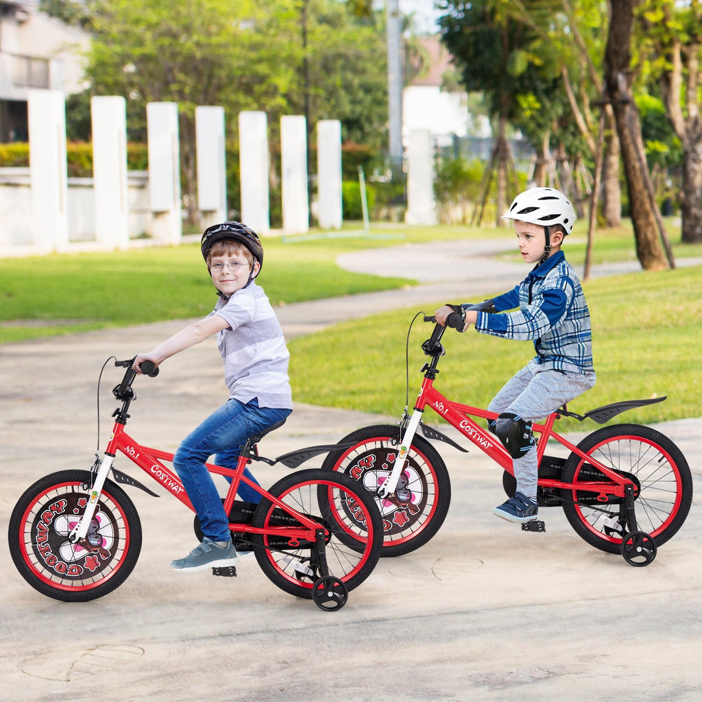 16 Inch Kids Bike Adjustable with Storage Basket and Double Brake for 4-8 Years Old-16 inches