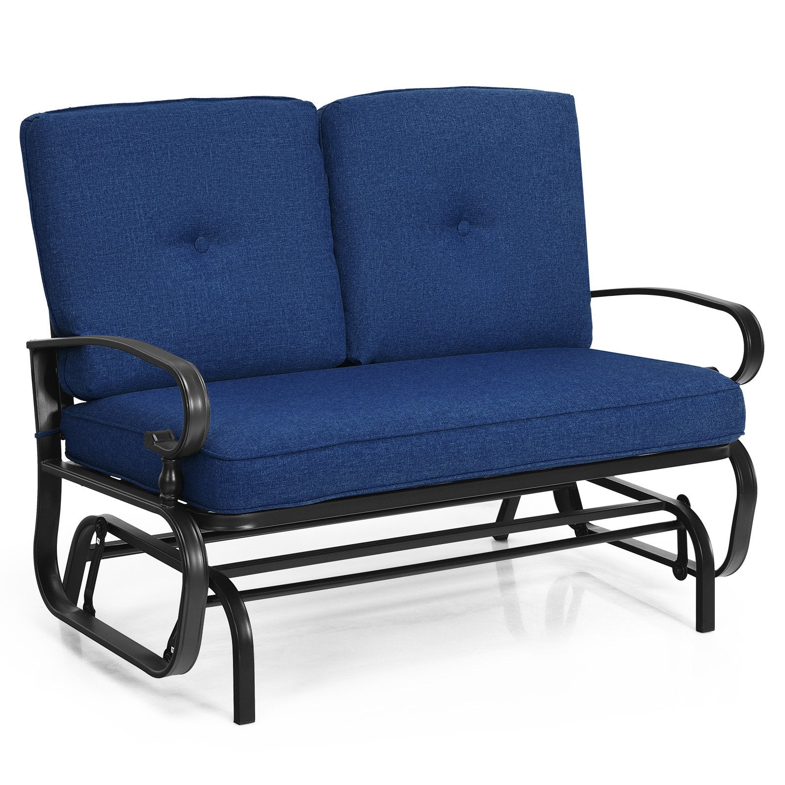 2 Seats Outdoor Swing Glider Chair with Comfortable Cushions-Beige