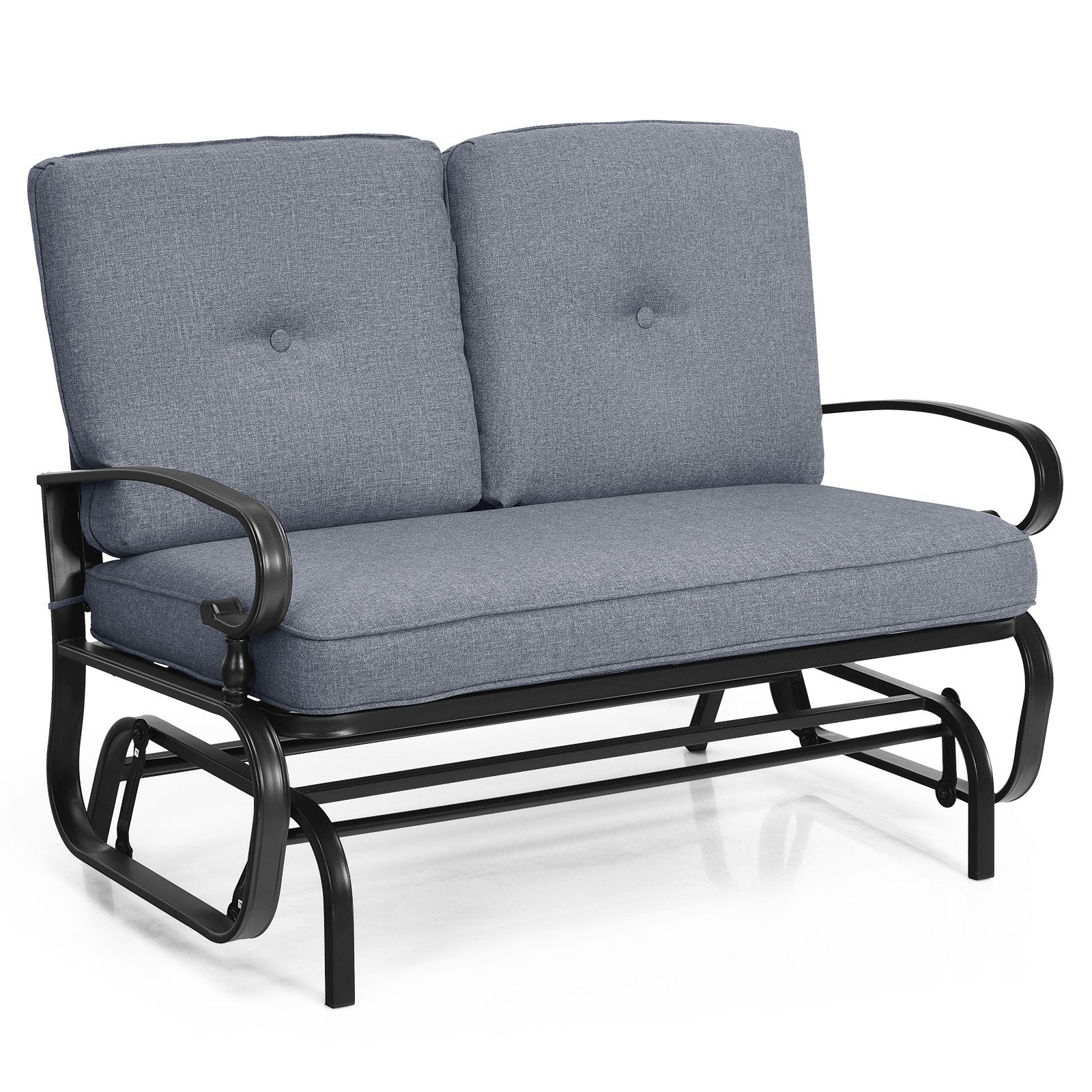 2 Seats Outdoor Swing Glider Chair with Comfortable Cushions-Beige