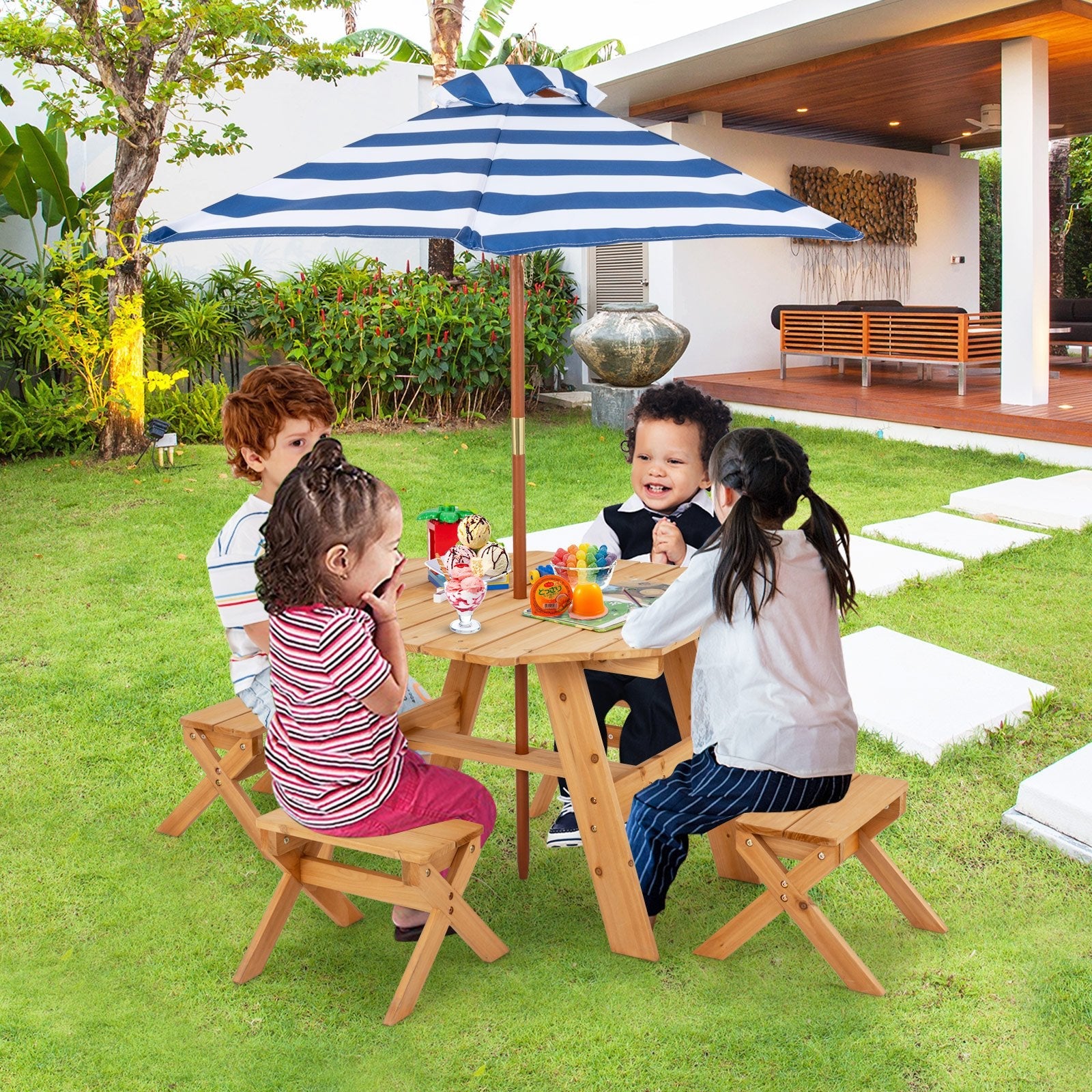 Kids Wooden Table Set for Children Aged 3+ Years-Gray
