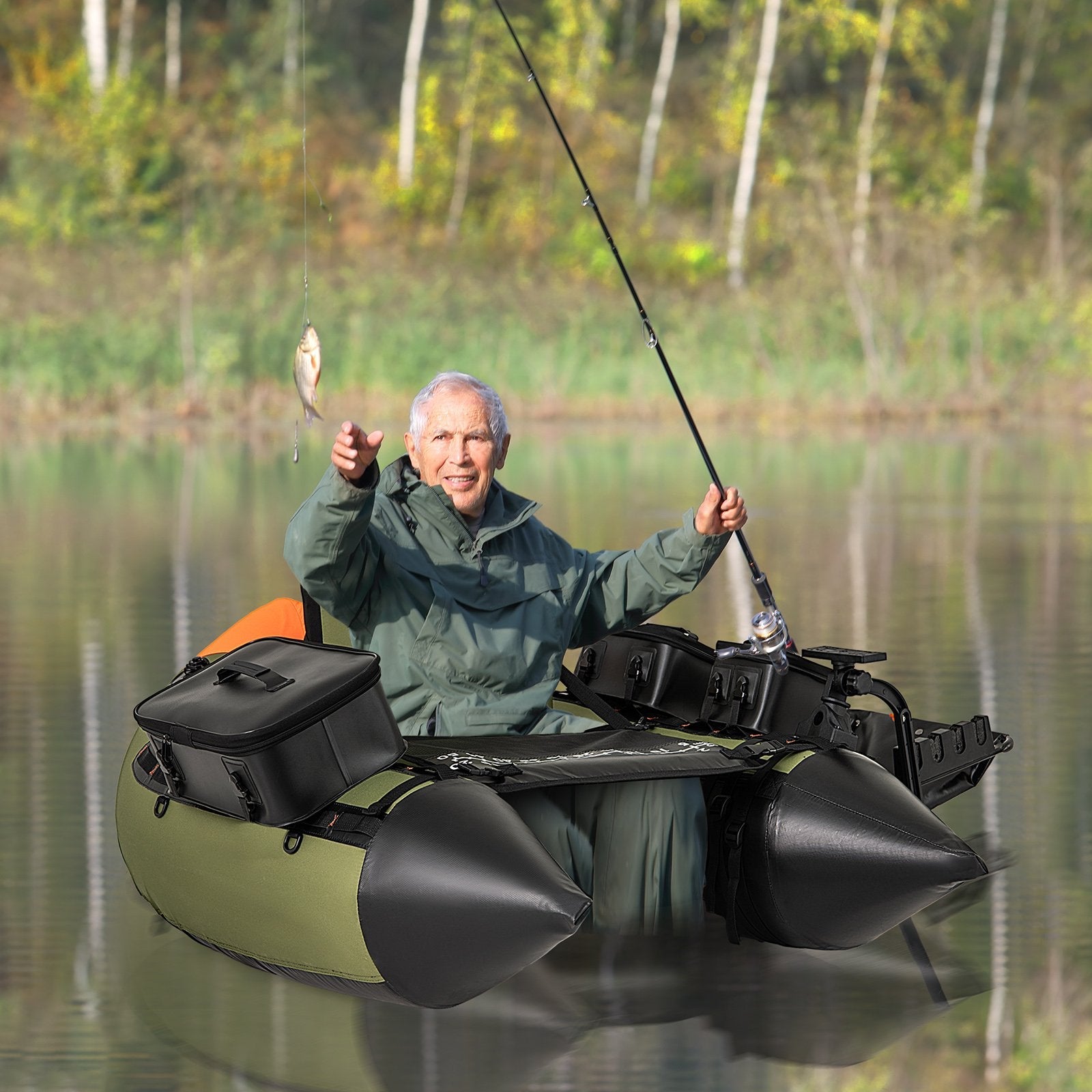 Portable Fishing Boat with 3 Detachable Storage Boxes-Camouflage