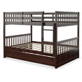 Full over Full Bunk Bed Platform Wood Bed-Brown