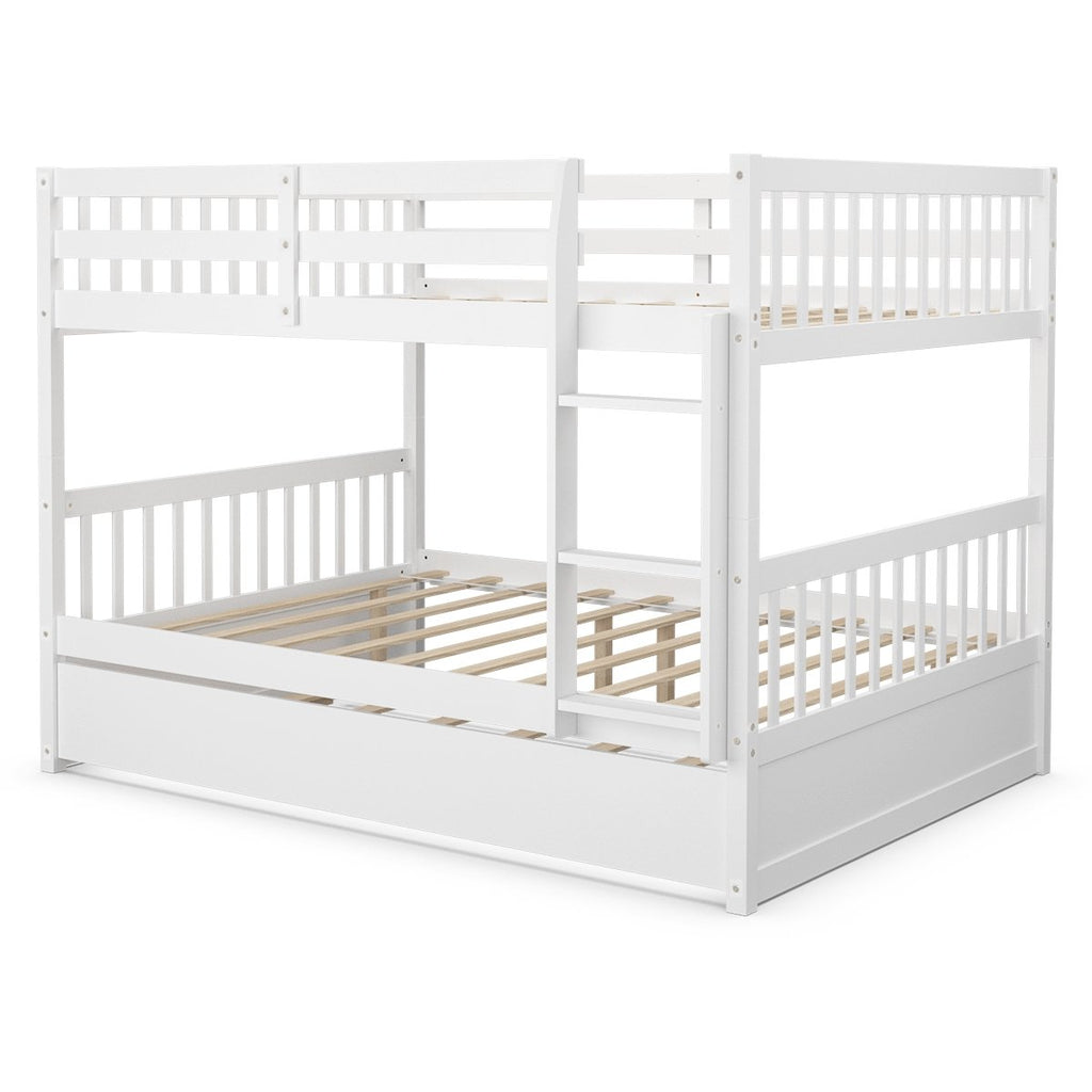 Full over Full Bunk Bed Platform Wood Bed-Brown