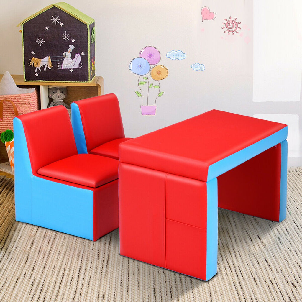 Multi-functional Kids Sofa Table Chair Set-Pink