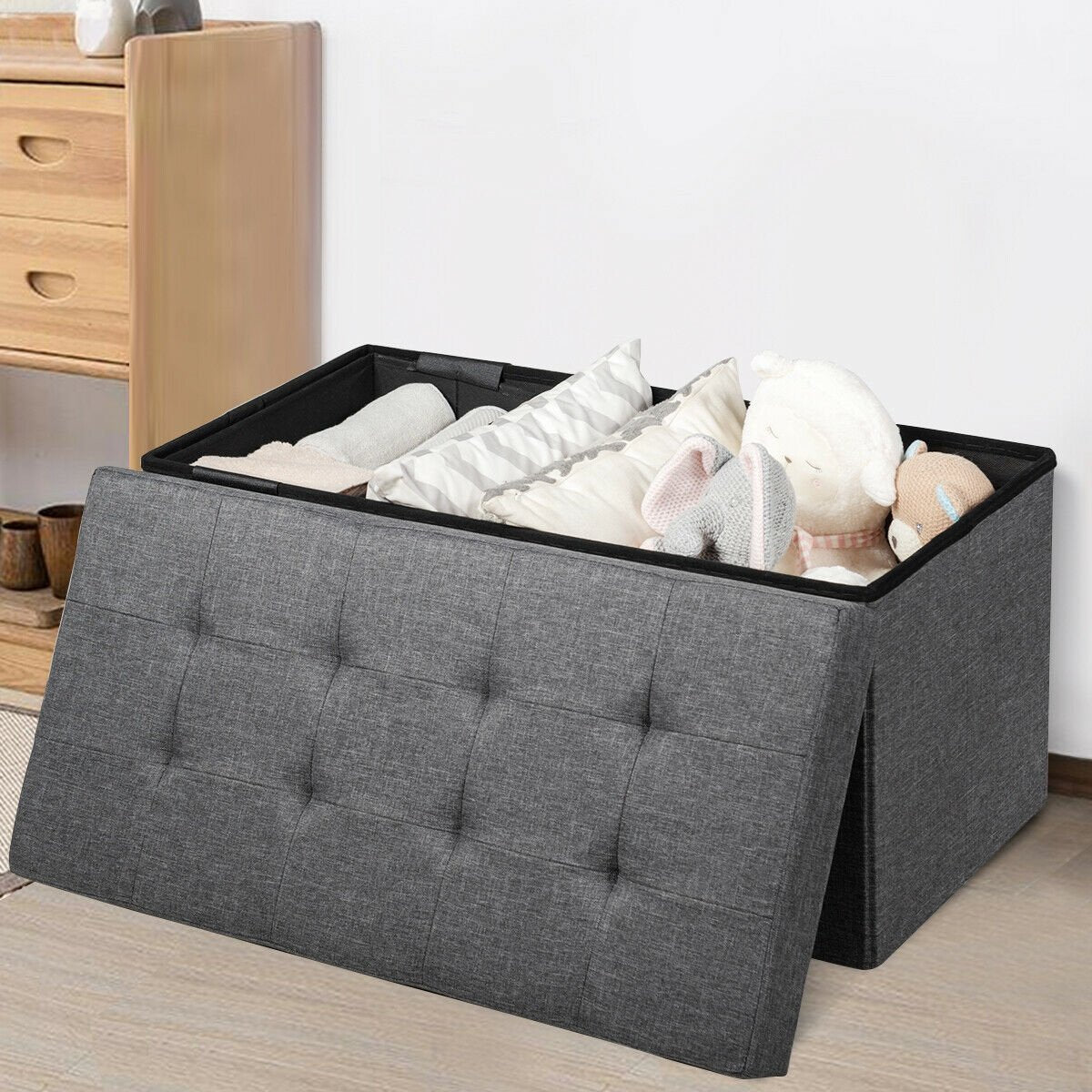 31.5 Inch Fabric Foldable Storage with Removable Storage Bin-Dark Gray