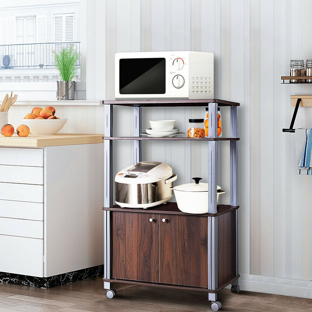 Microwave Rack Stand Rolling Storage Cart-Black