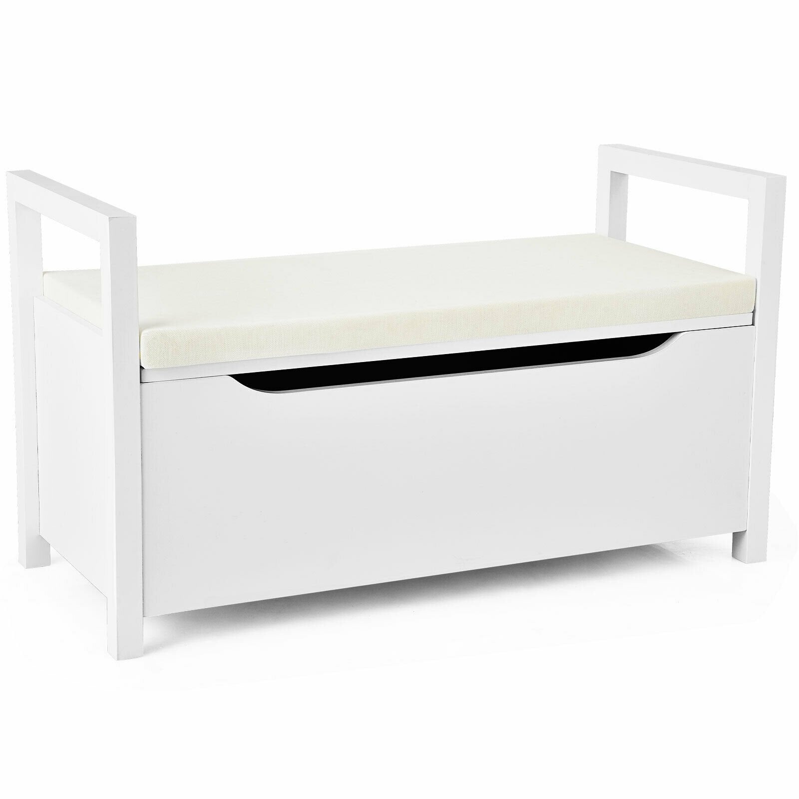 34.5 ×15.5 ×19.5 Inch Shoe Storage Bench with Cushion Seat for Entryway-Black