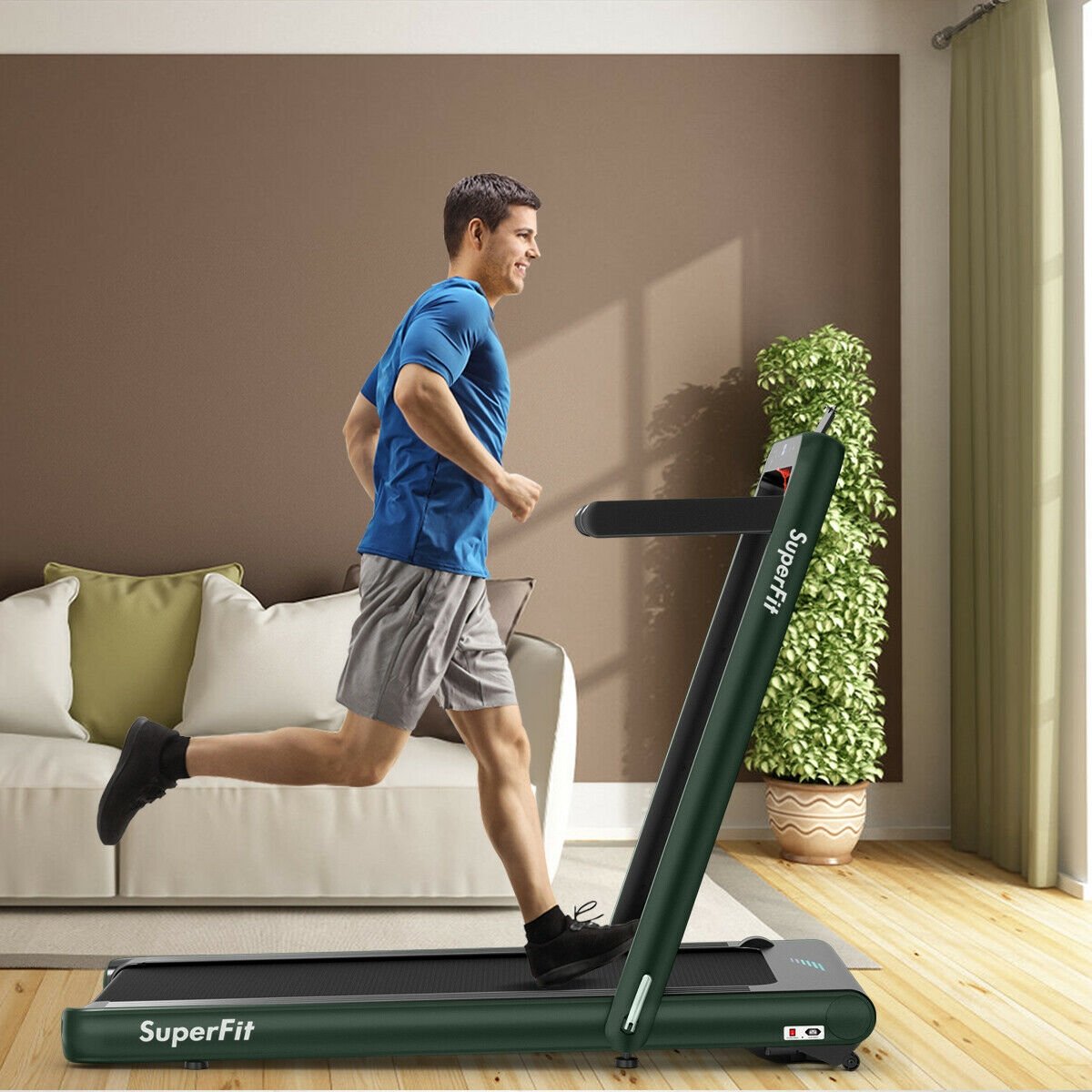 4.75HP 2 In 1 Folding Treadmill with Remote APP Control-Black