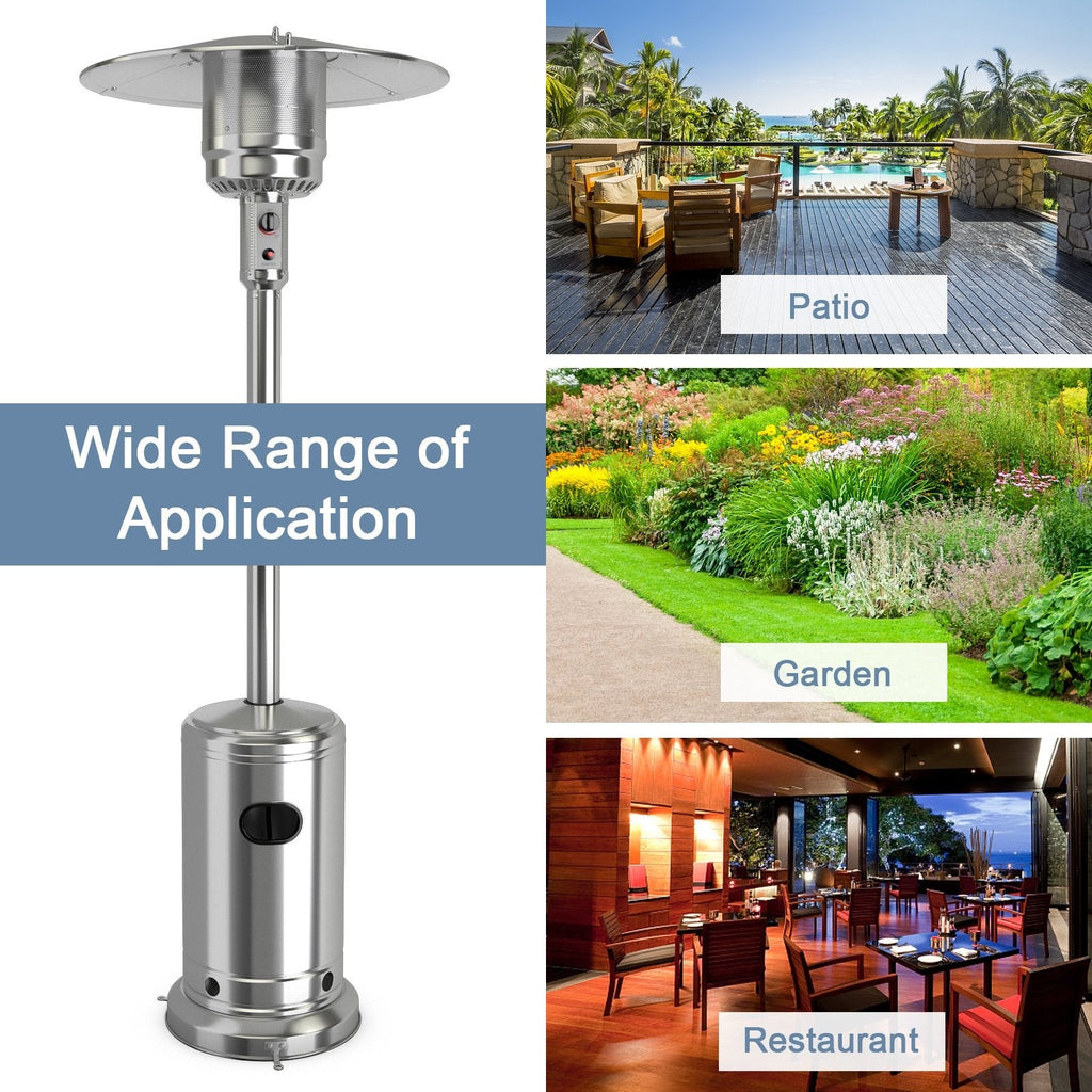 50000 BTU Stainless Steel Propane Patio Heater with Trip over Protection-Black