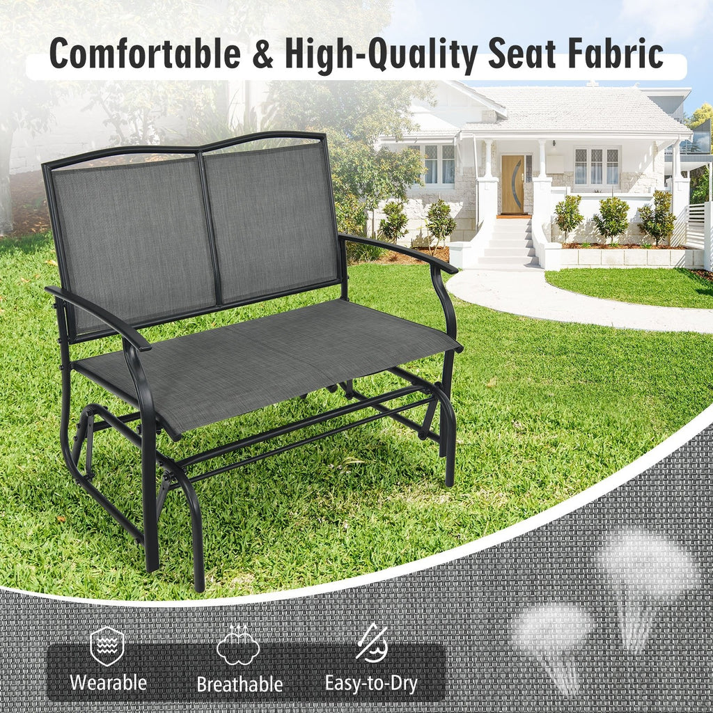 Iron Patio Rocking Chair for Outdoor Backyard and Lawn-Black