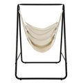 Hanging Padded Hammock Chair with Stand and Heavy Duty Steel-Beige