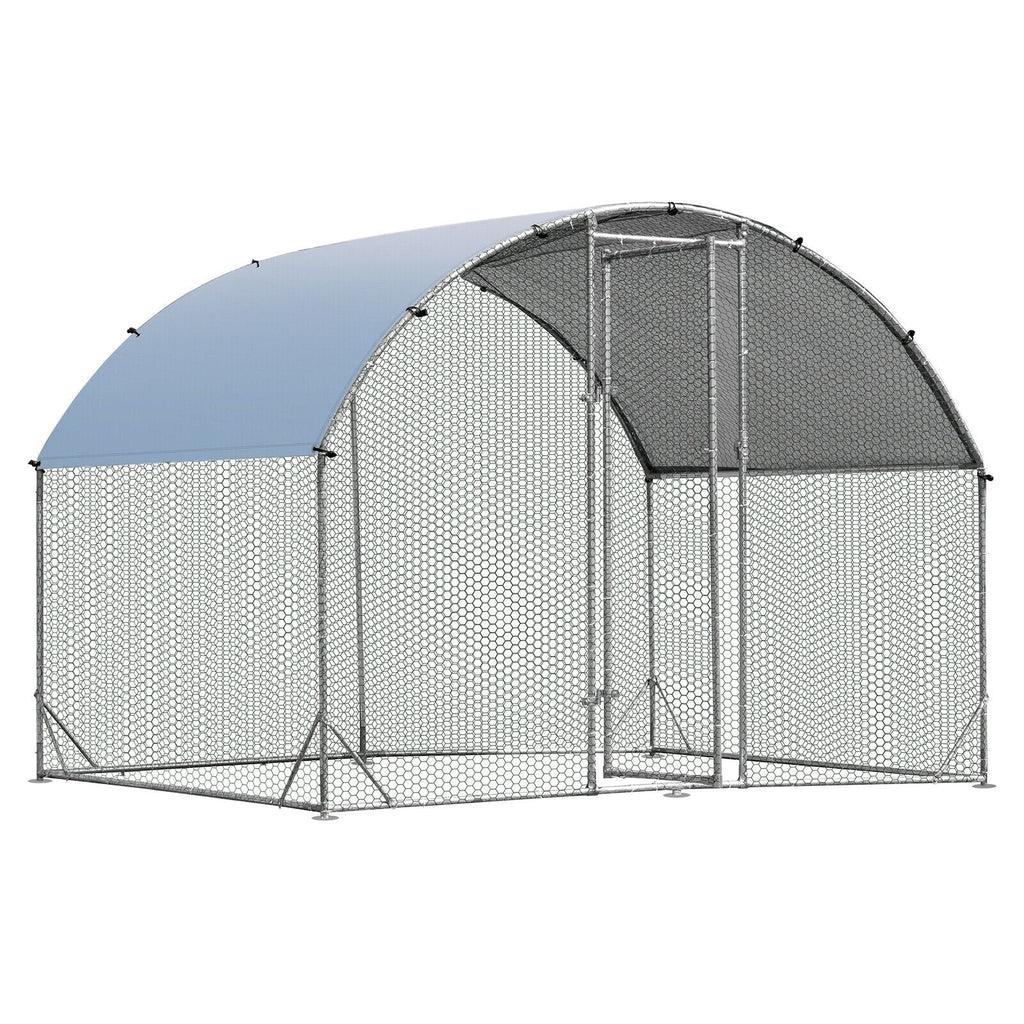 6.2 Feet/12.5 Feet/19 Feet Large Metal Chicken Coop Outdoor Galvanized Dome Cage with Cover-L
