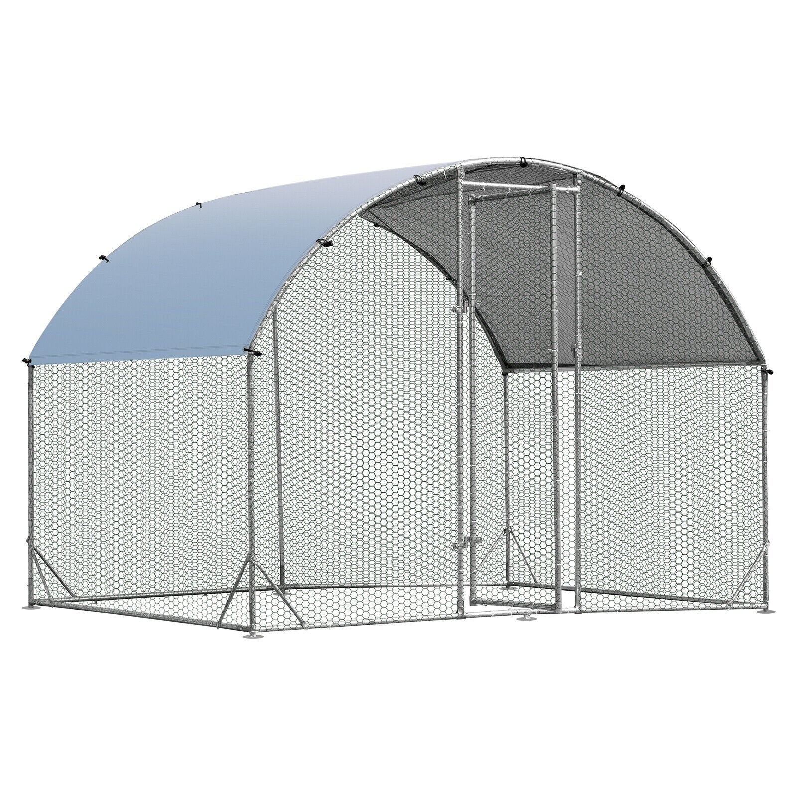 6.2 Feet/12.5 Feet/19 Feet Large Metal Chicken Coop Outdoor Galvanized Dome Cage with Cover-L