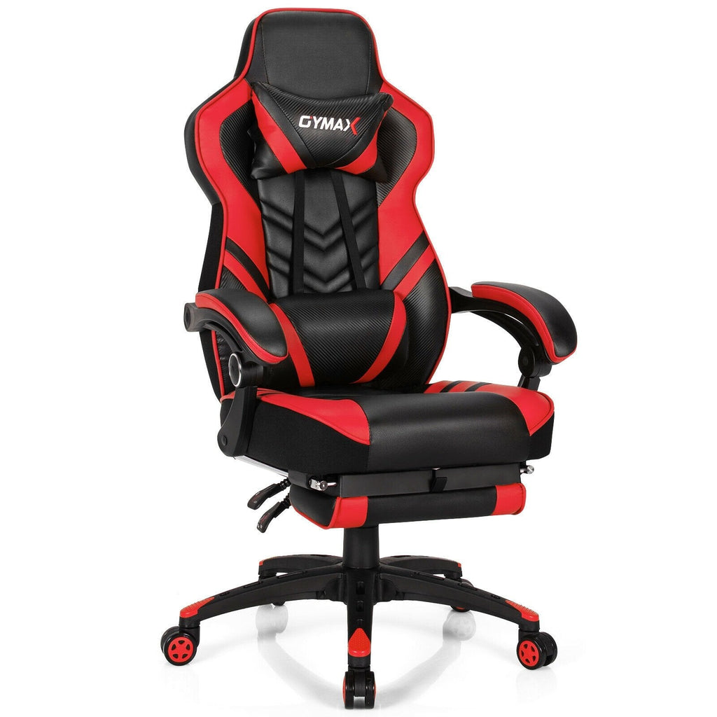 Adjustable Gaming Chair with Footrest for Home Office-Black