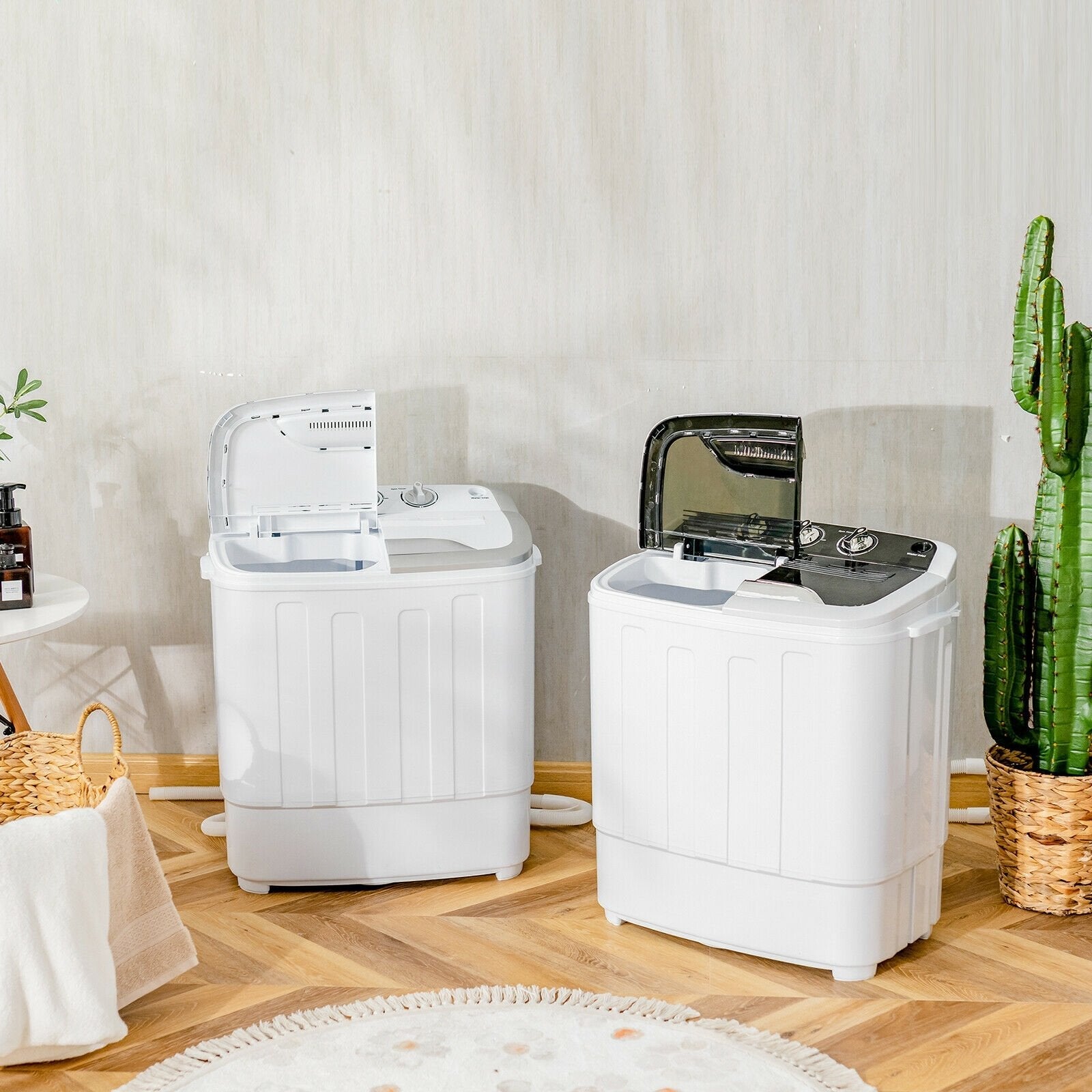 8 Lbs Compact Mini Twin Tub Washing Spiner Machine for Home and Apartment