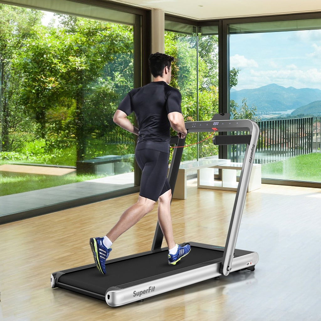 4.75HP 2 In 1 Folding Treadmill with Remote APP Control-Black