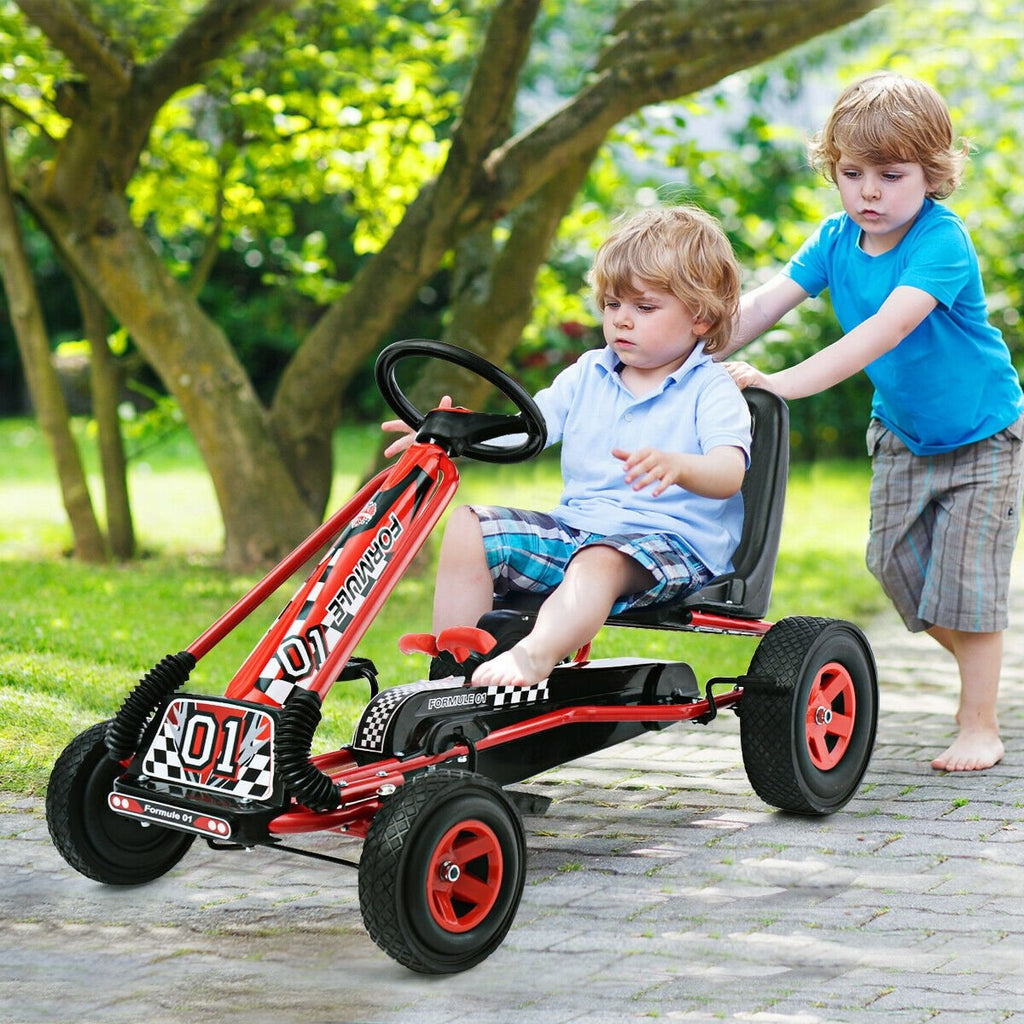 4 Wheels Kids Ride On Pedal Powered Bike Go Kart Racer Car Outdoor Play Toy-Blue