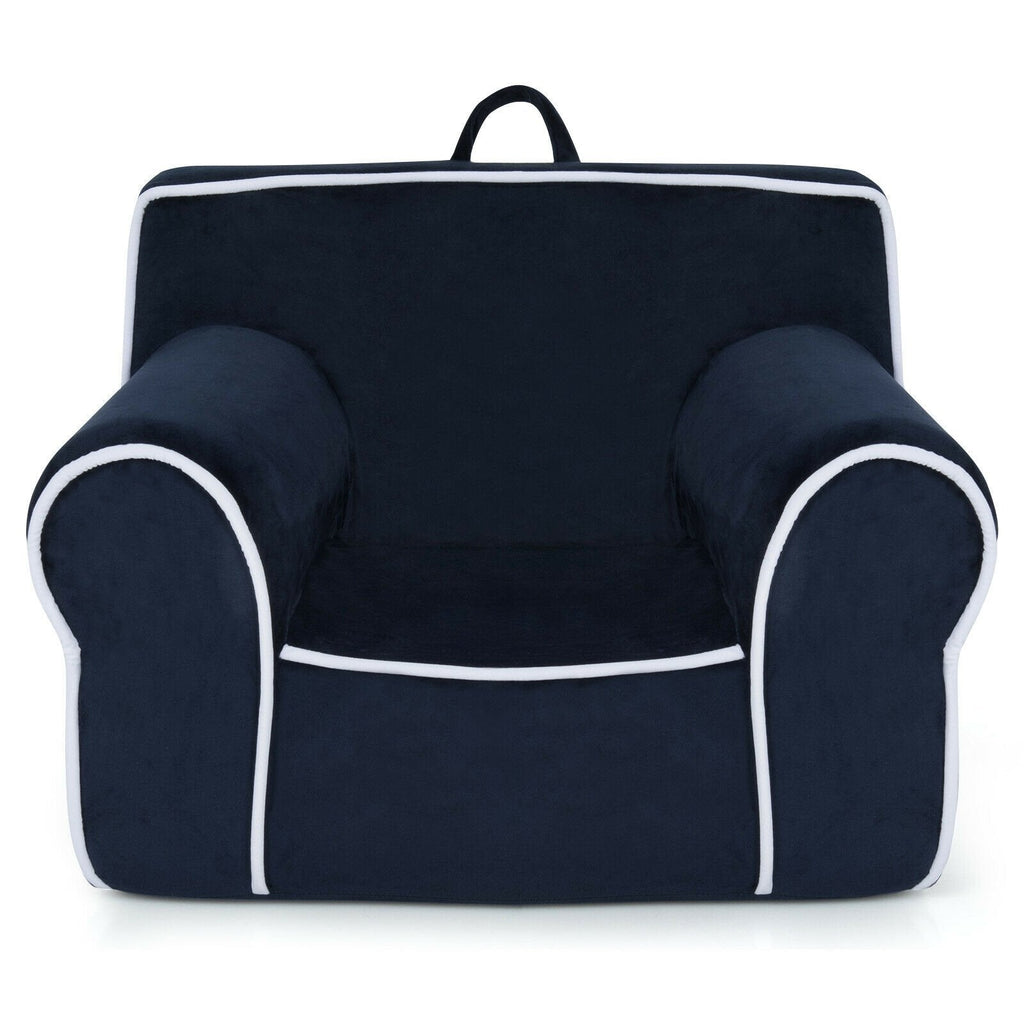 Upholstered Kids Sofa with Velvet Fabric and High-Quality Sponge-Blue