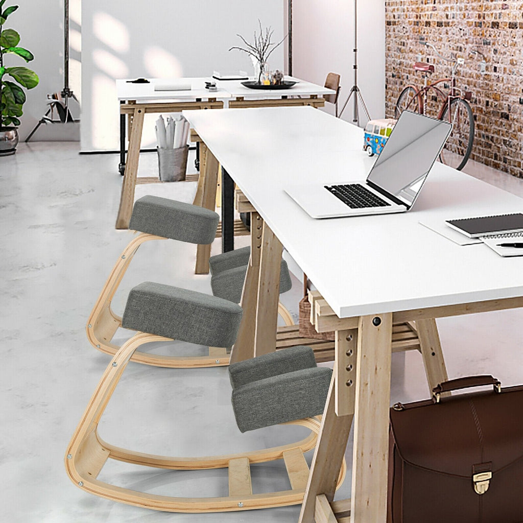 Ergonomic Kneeling Chair Rocking Office Desk Stool Upright Posture-Black