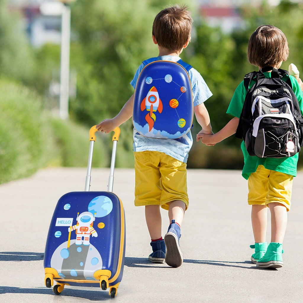 2 Pieces ABS Kids Suitcase Backpack Luggage Set