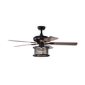 52 Inch 3-Speed Crystal Ceiling Fan Light with Remote Control-Black