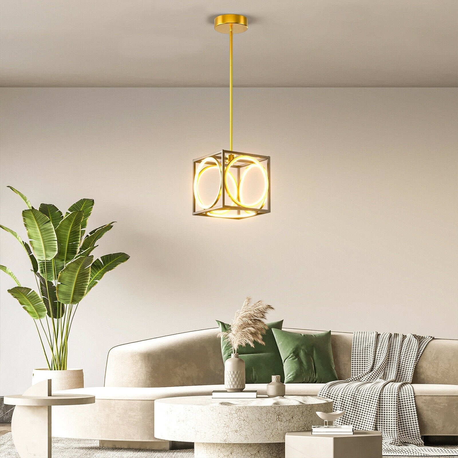 Modern LED Pendant Light with 42 Inches Adjustable Suspender-Black