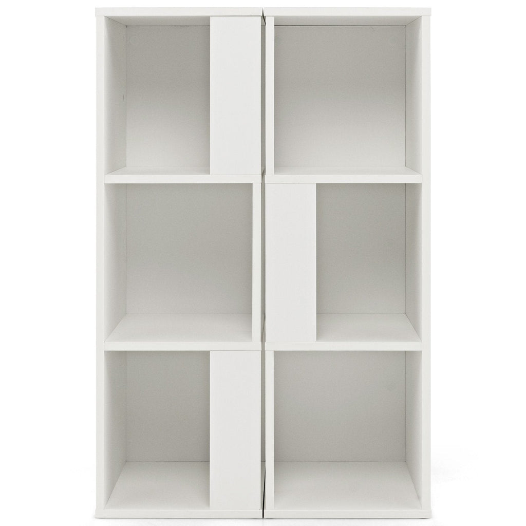 3-Tier 6 Cube Freestanding Bookcase with Anti-toppling Device-Rustic Brown
