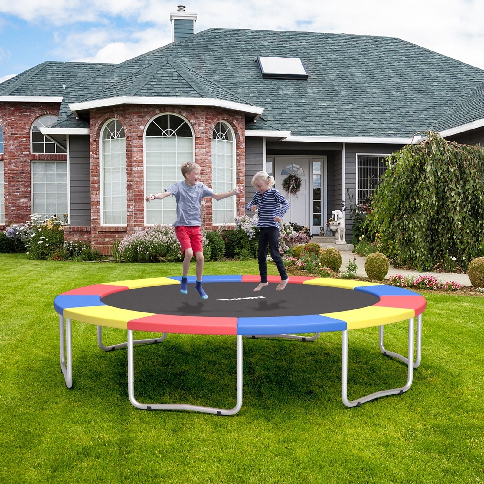 16 Feet Waterproof and Tear-Resistant Universal Trampoline Safety Pad Spring Cover-Blue