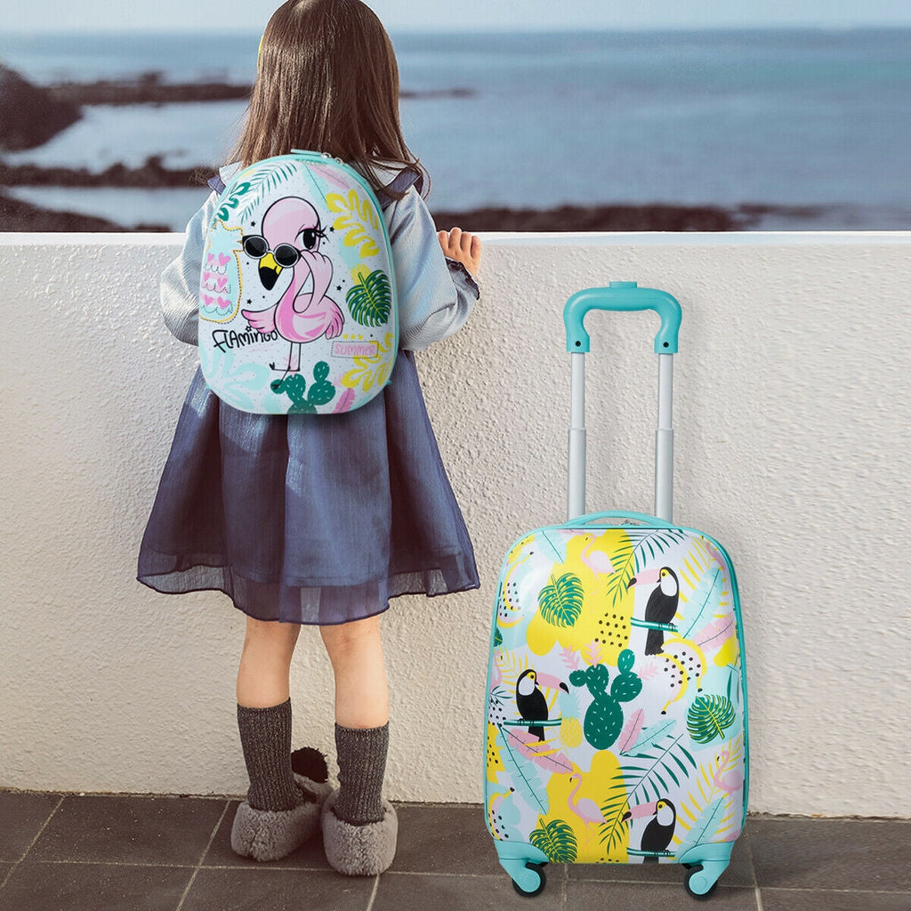 2 Pieces ABS Kids Suitcase Backpack Luggage Set