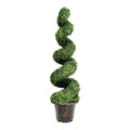 4 Feet Artificial Boxwood Spiral Green Leaves Tree
