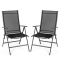 Set of 2 Adjustable Portable Patio Folding Dining Chair Recliners-Black