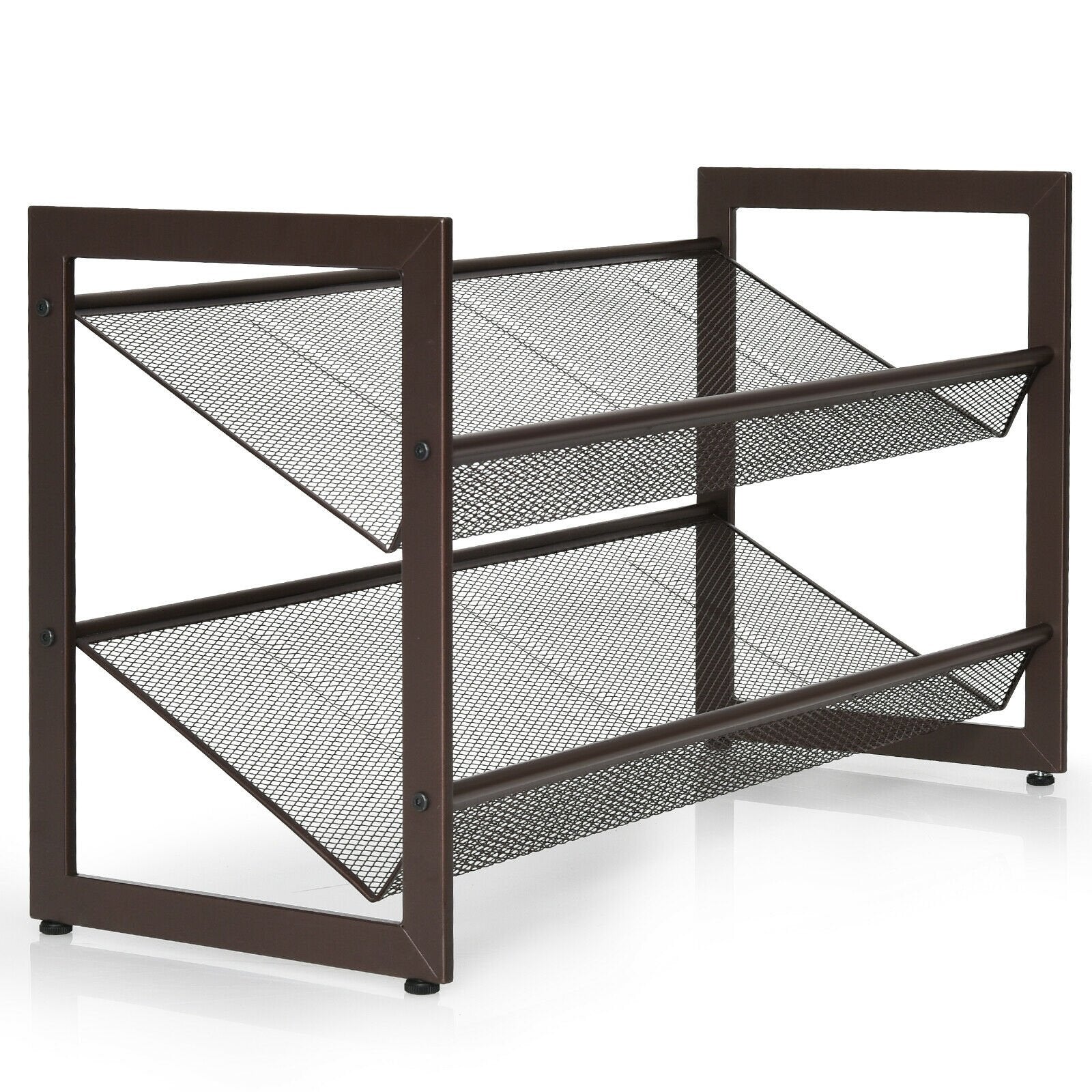 2/3/4 Tiers Flat and Slant Metal Shoe Rack for Entryway Hallway-4-Tier