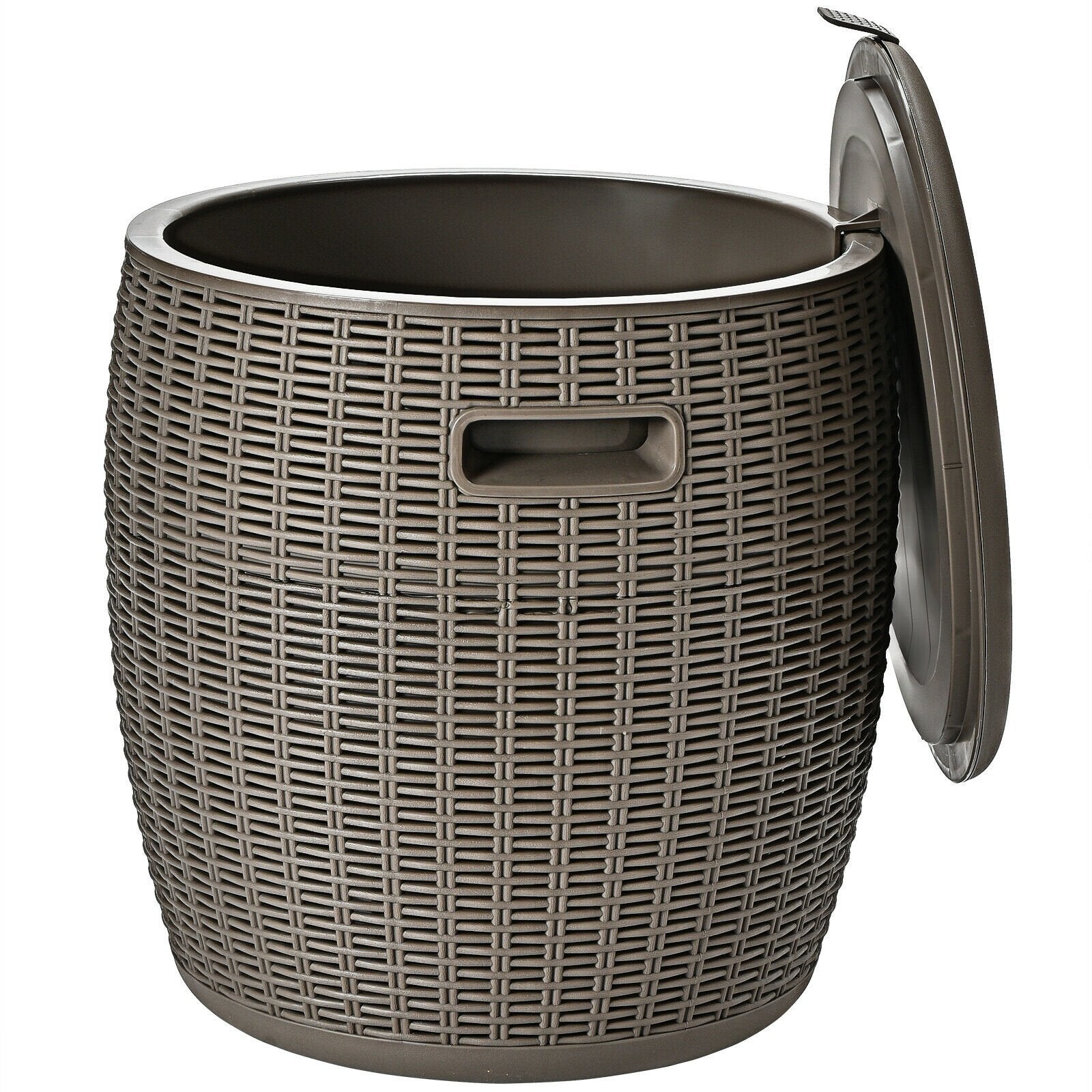 9.5 Gallon 4-in-1 Patio Rattan Cool Bar Cocktail Table Side Table-Black