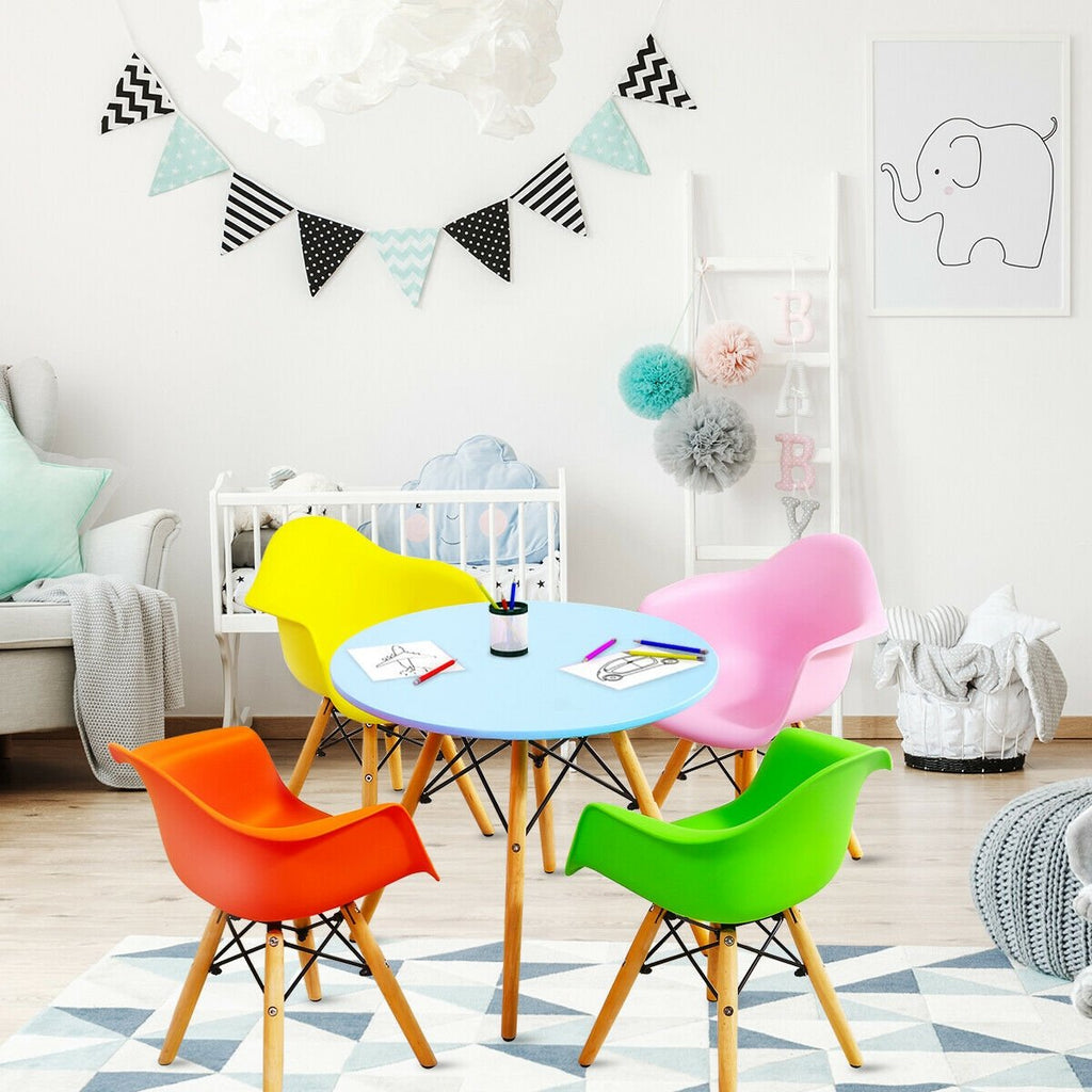 5 Pieces Kids Mid-Century Colorful Table Chair Set