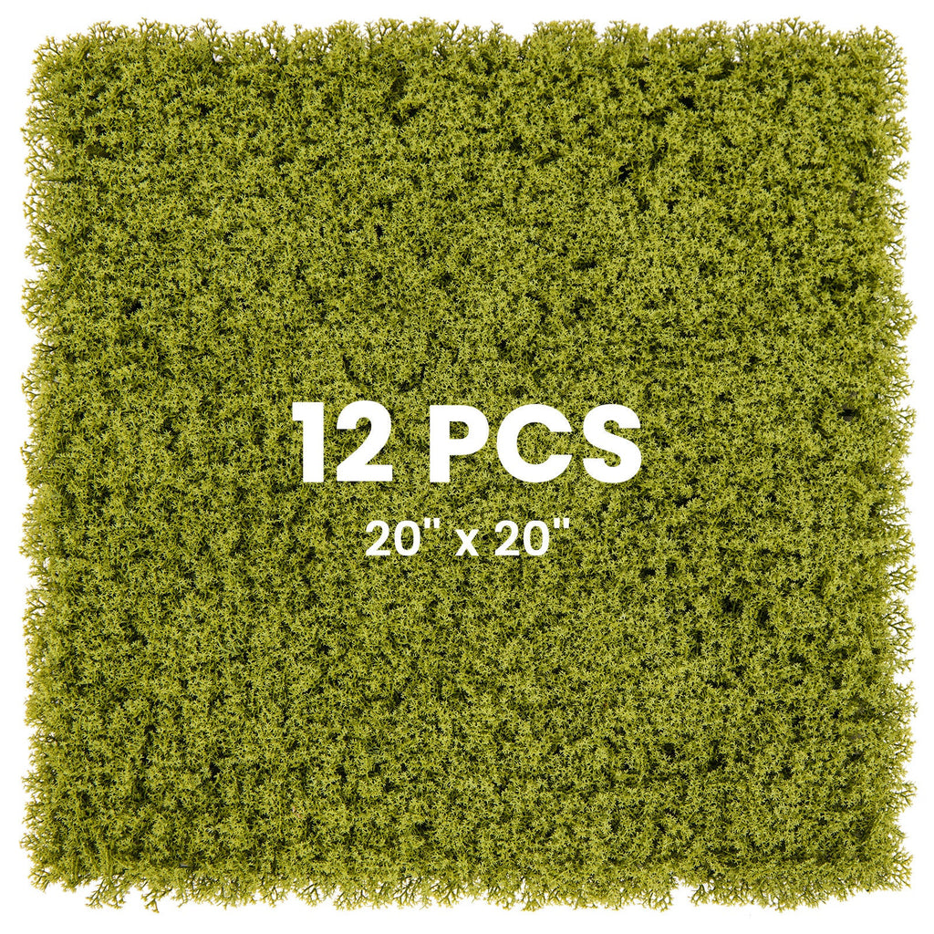12 Pieces 20 x 20 inches Artificial Grass Wall Panels for Garden Yard Balcony-Green