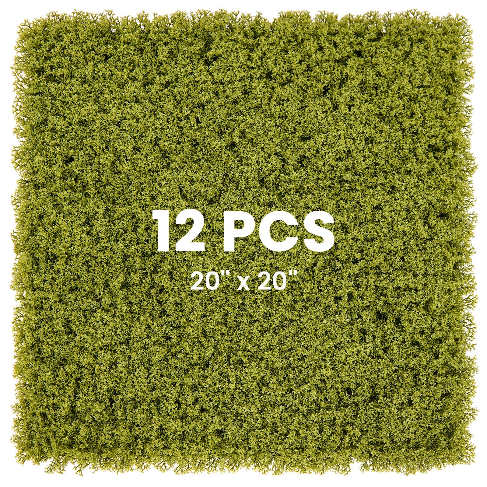 12 Pieces 20 x 20 inches Artificial Grass Wall Panels for Garden Yard Balcony-Green