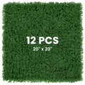 12 Pieces 20 x 20 inches Artificial Grass Wall Panels for Garden Yard Balcony-Green