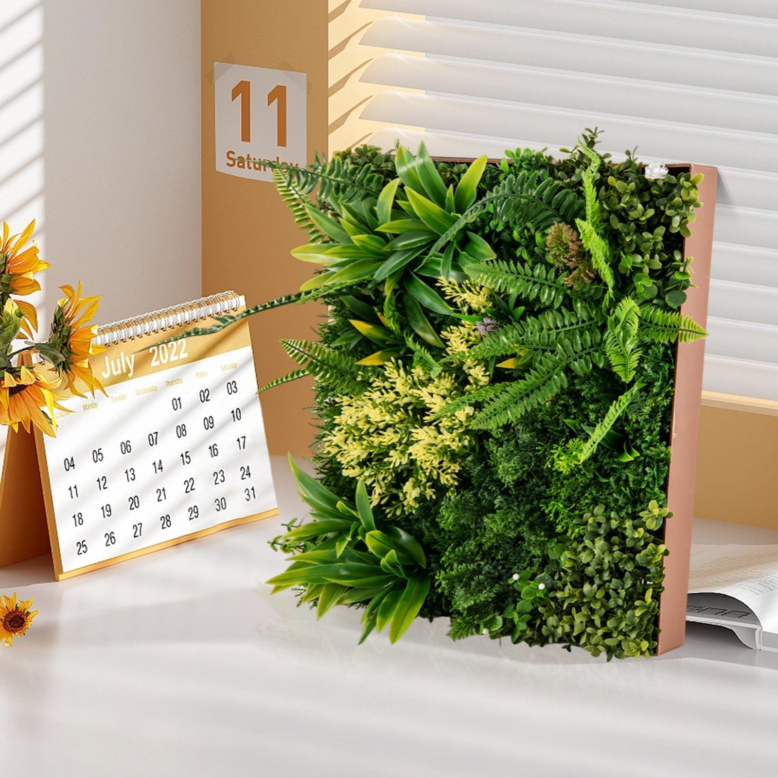 20" x 20" 3D Hanging Greenery Hedge with 11 Types of Mixed Faux Plants for Indoor Outdoor