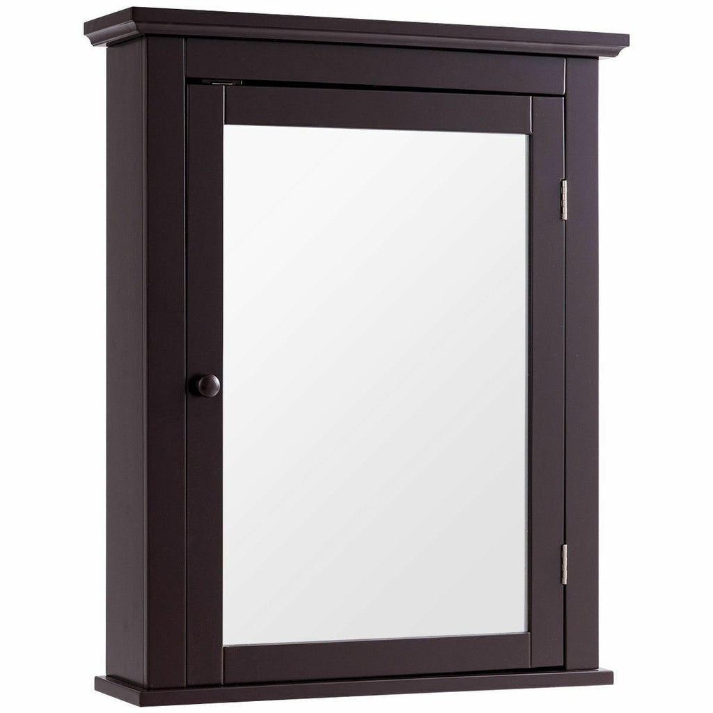 Wall Mounted Bathroom Mirror Cabinet with 5-level Height-adjustable Shelf-Black