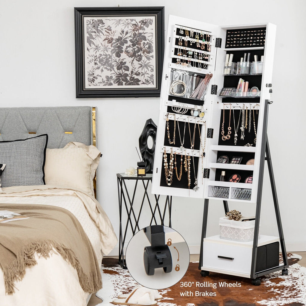 Jewelry Cabinet with Full-Length Mirror-Black
